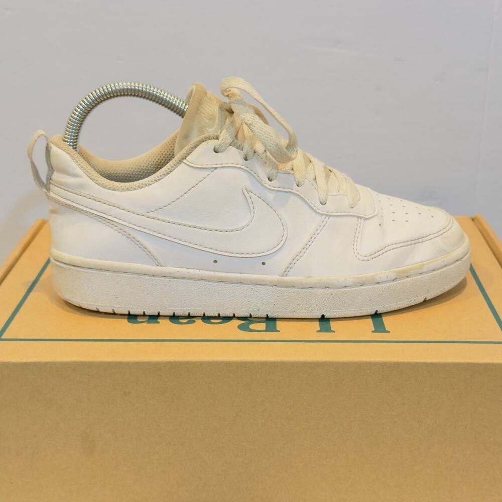 Nike Court Borough Low GS Youth 4.5Y White Leather Kids School Casual Sneakers